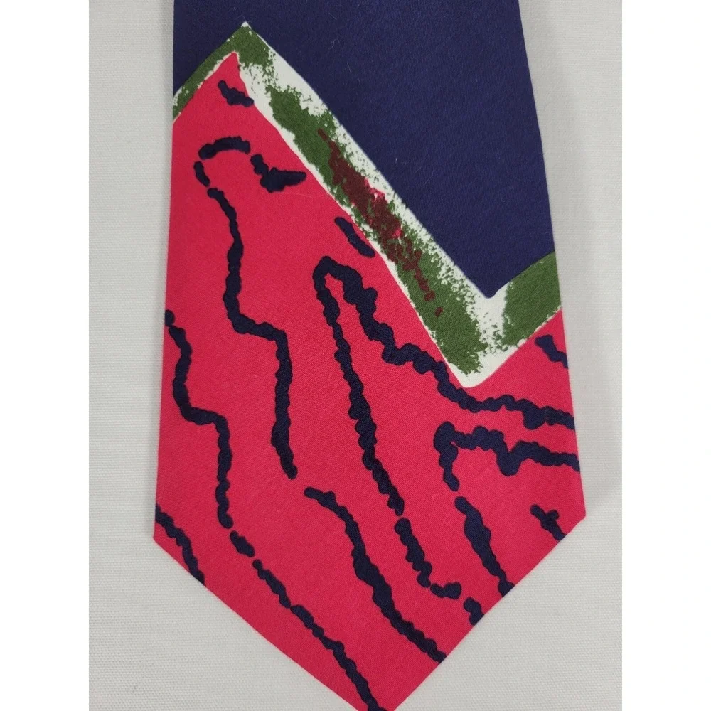 Vintage‎ Joe Boxer Neckwear Tie Colorful 100% Italian Cotton  Abstract pink